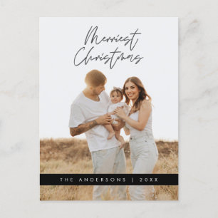 Modern Greeting,  Merry Christmas Family Photo Postcard