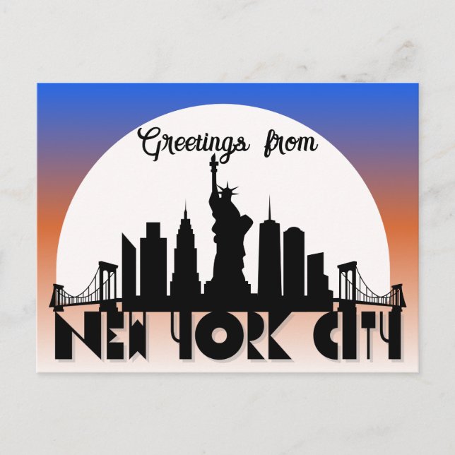 Modern Greetings from New York City Postcard (Front)