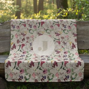 Modern Greige Hummingbird & Flowers Sherpa Blanket