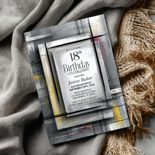 Modern Grey 18th Birthday Party Invitation