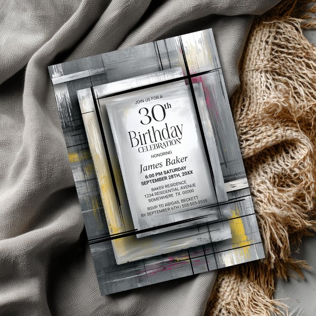 Modern Grey 30th Birthday Party Invitation (Creator Uploaded)