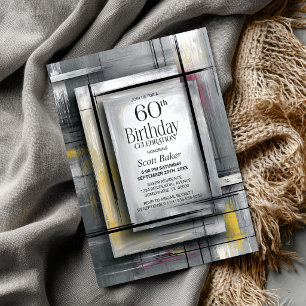 Modern Grey 60th Birthday Party Invitation