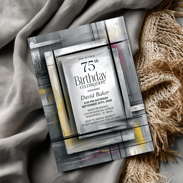 Modern Grey 75th Birthday Party Invitation (Creator Uploaded)
