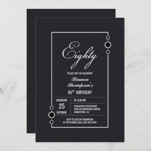 Modern Grey 80th Birthday Invitation