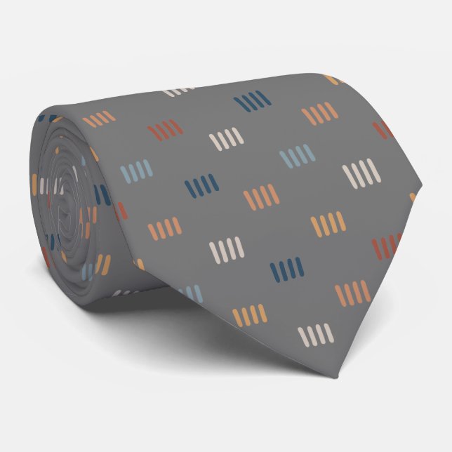 Modern Grey Abstract Art Seamless Pattern Tie (Rolled)