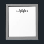 Modern Grey and Black Monogram Notepad<br><div class="desc">This modern monogram notepad features a frame of grey and black with a matching black and grey monogram that you can personalise with your choice of name and initial.</div>