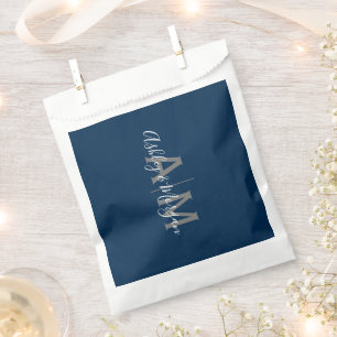 Modern Grey and Blue Couple's Monogram Favour Bags