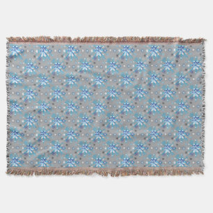 Modern grey and blue Holiday Snowflakes pattern Throw Blanket