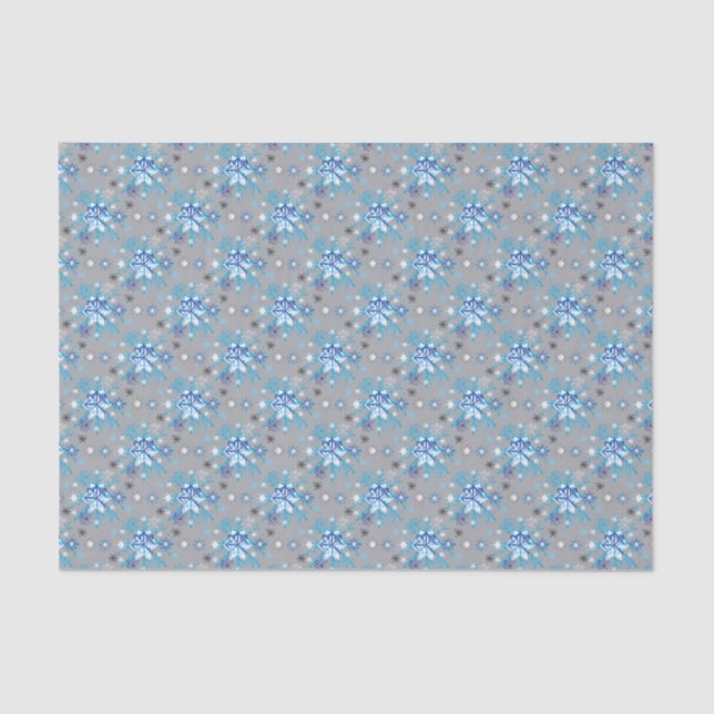 Modern grey and blue Holiday Snowflakes pattern Tissue Paper (Front)