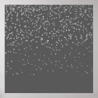 Modern Grey and Faux Silver Glitter Confetti