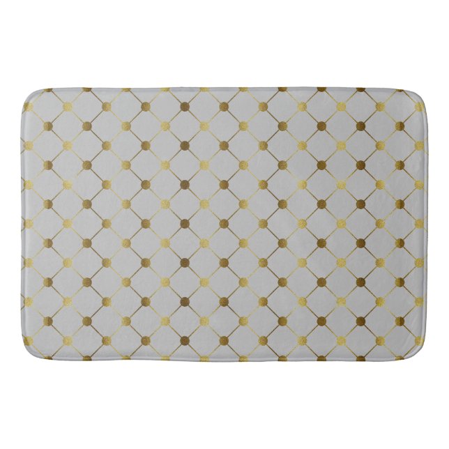 Modern Grey and Gold Dot Grid   Bath Mat (Front)