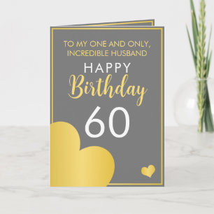 Modern Grey and Gold Husband 60th Birthday Card