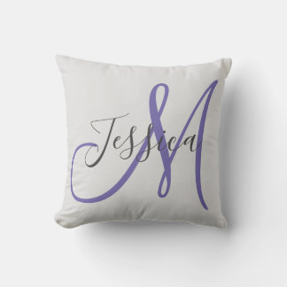 Modern Grey and Purple Monogram Cushion