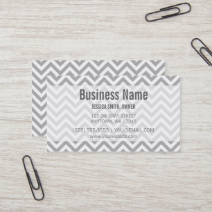 Modern Grey and White Chevron Pattern Business Card