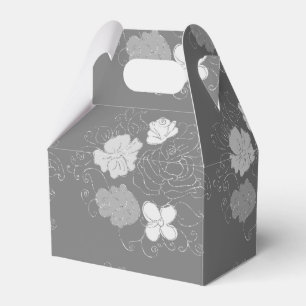 Modern Grey and White Floral Pattern  Favour Box