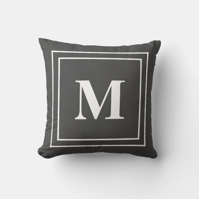 Modern Grey and White Monogram Cushion (Front)