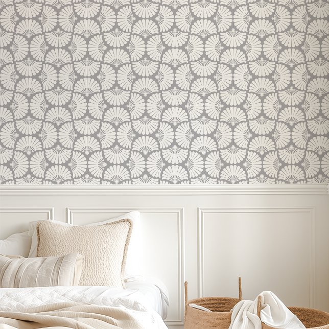 Modern Grey And White Ogee Palm Fan Wallpaper (Creator Uploaded)