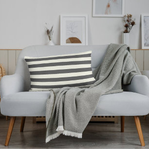 Modern Grey and White Stripe Pattern Minimalist  Lumbar Cushion