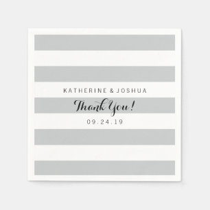 Modern Grey and White Stripes Wedding Napkin