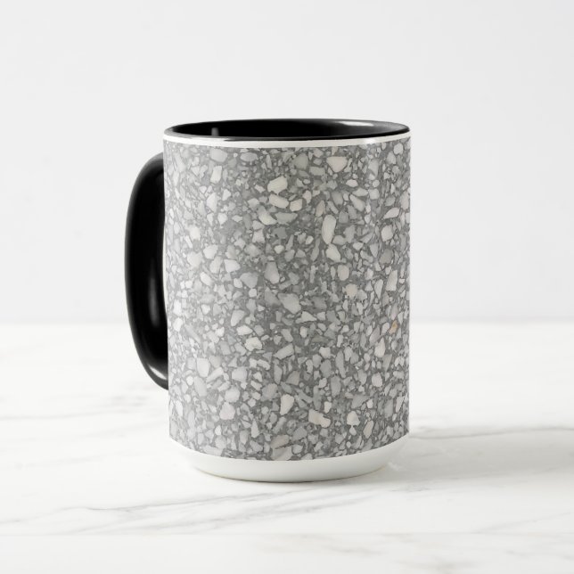 Modern Grey and White Terrazzo Mug (Front Left)
