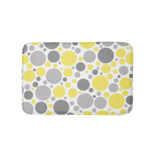Modern Grey and Yellow Bubbles Bath Mat
