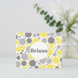 Modern Grey and Yellow Bubbles Personalised Card