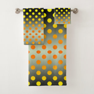 Modern Grey And Yellow Gradient Polka Dot Bath Tow Towel Set