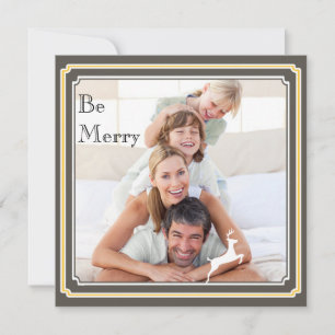 Modern Grey and Yellow Holiday Photo Card