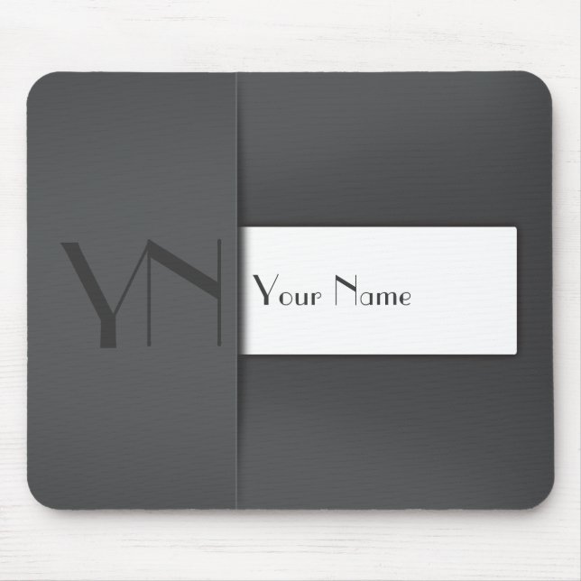 Modern Grey Anthracite Monogram Name - Mousepad (Front)