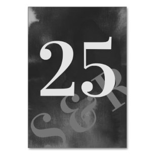 Modern Grey Art Big Monogram Bold Simple Wedding Table Number