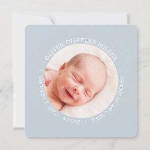 Modern Grey Baby Birth Announcement Photo Card
