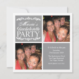 Modern Grey Bachelorette Party Photo Cards