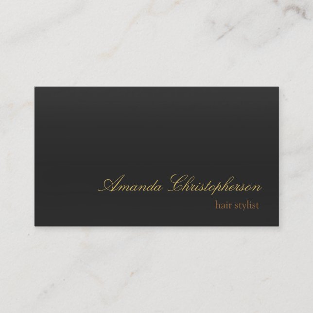 Modern Grey Background Script Hair Stylist Business Card (Front)