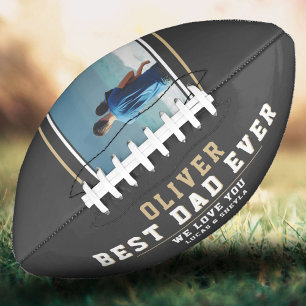 Modern Grey Best Dad Ever Father`s Day Photo Football