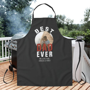 Modern Grey Best Dad Ever Father`s Day Round Photo Apron
