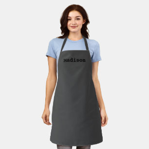 Modern grey black custom name text monogram apron