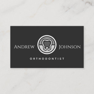 Modern Grey & Black Dentistry Orthodontist Tooth  Business Card