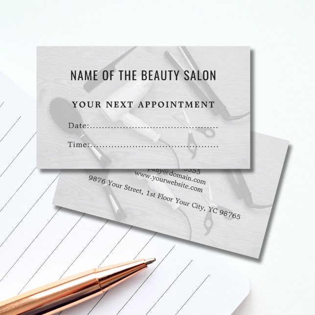 Modern Grey Black Hair Salon Appointment Card (Creator Uploaded)