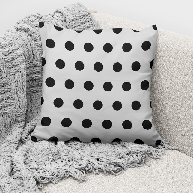 Modern Grey Black Polka Dots Pattern Cushion (Creator Uploaded)