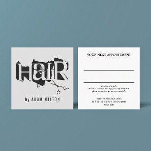 Modern Grey Black Scissors Hair Stylist Square Business Card