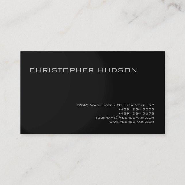 Modern Grey Black Simple Plain Business Card (Front)