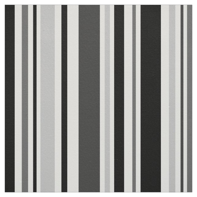 Modern Grey, Black, White Stripes Geometric Fabric (Swatch)