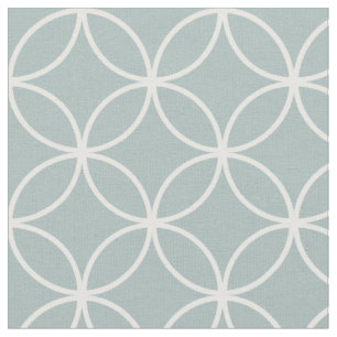 Modern Grey Blue and White Circle Diamond Pattern Fabric