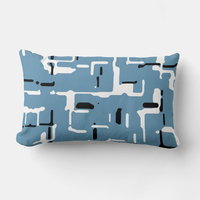 Modern Grey Blue Black White Lumbar Cushion (Front)