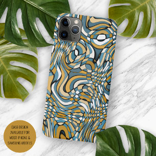 Modern Grey Blue Taupe Brown Black Art Pattern Case-Mate iPhone Case