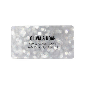 Modern Grey Bokeh Elegant Wedding Address Labels