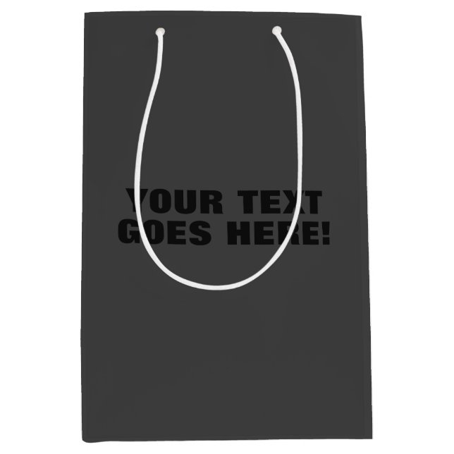 Modern Grey Bold Minimalist Professional Your Text Medium Gift Bag (Front)