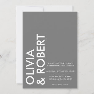 Modern Grey Bold Minimalist Wedding Invitation