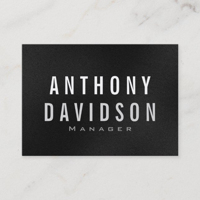 Modern Grey Bold Text Chubby Business Card (Front)