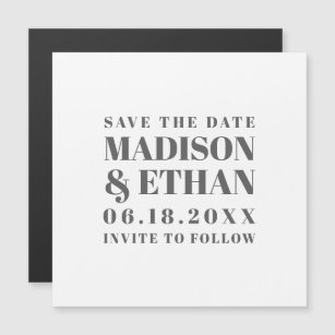 Modern Grey Bold Typography Save the Date Magnetic Invitation
